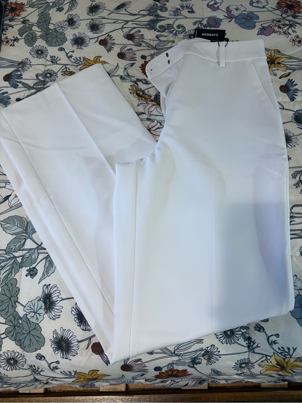 Express Women's White Dress Pants - Tailored Straight Leg